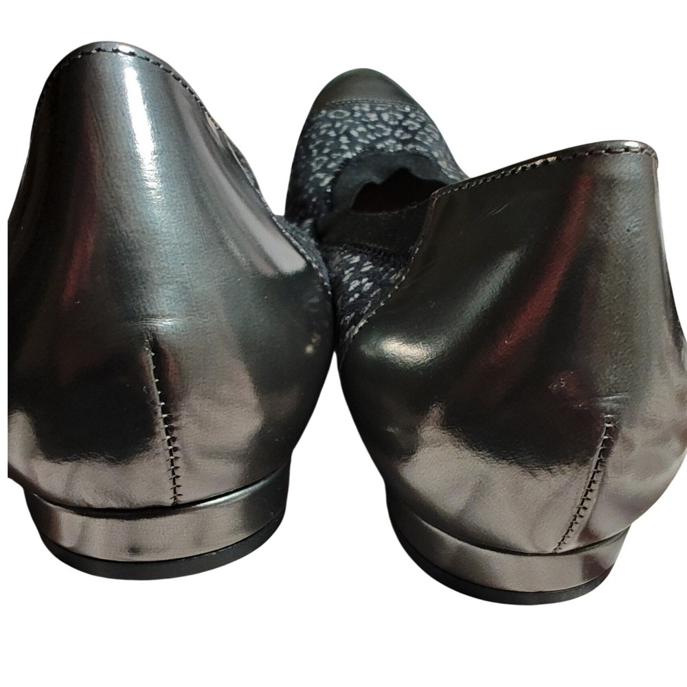 Anyi Lu Flats Silver Black Leopard Print Metallic Cap Toe Italian Handmade 40 - Picture 4 of 8